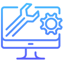 Icons of monitor and gears