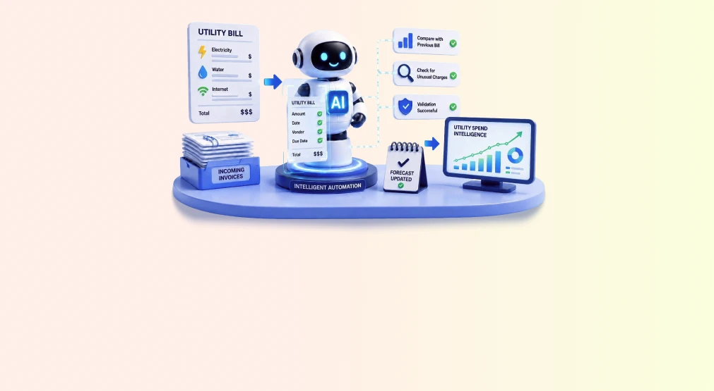 Accounts payable team processing utility invoices through an automated workflow